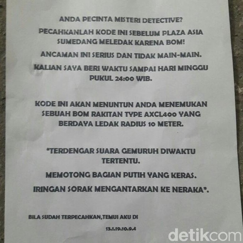 Kode Misterius ala Detective Conan di Surat Teror Bom Sumedang Kode Misterius ala Detective Conan di Surat Teror Bom Sumedang