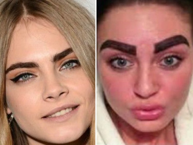 Tampilan alis tebal sempat tren beberapa waktu lalu. Jika ingin meniru, jangan sampai berlebihan seperti ini. Foto: ist