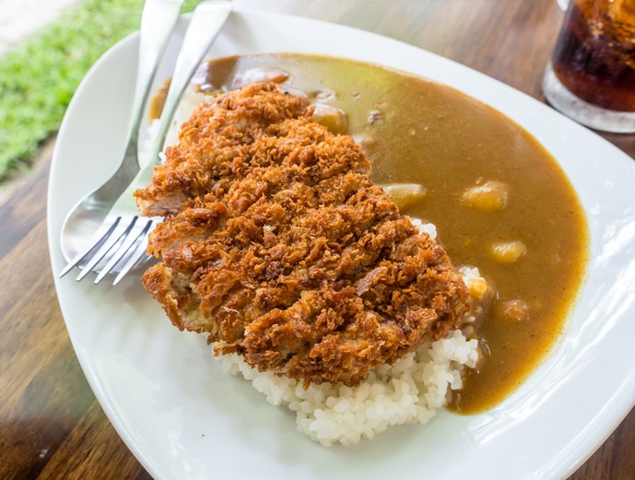 rice curry japanese style with pork flitter