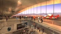 Rencana tampilan bandara yang akan membawa penumpang ke luar angkasa. Greg Beach/Inhabitat.