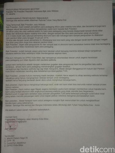 Surat PKL Blitar ke Presiden/