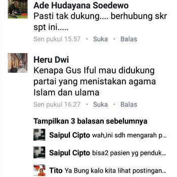 Screenshot komentar Heru Dwi yang dinilai menebarkan kebencian