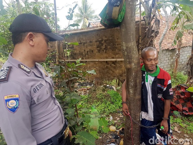 Pria di Sukabumi Ini Sudah Dua Pekan Dirantai di Pohon Nangka Pria di Sukabumi Ini Sudah Dua Pekan Dirantai di Pohon Nangka