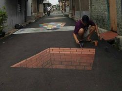 Deretan Lukisan 3D Keren Hiasi Jalanan Depok