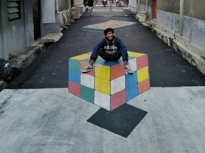 Mantap! Lukisan 3D Jalanan Karya Remaja di Depok