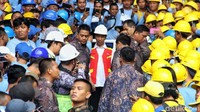 Para peserta sertifikasi mengikuti ujian kompetensi setelah sebelumnya mendapatkan pelatihan selama dua hari. Pool/Kementerian PUPR.