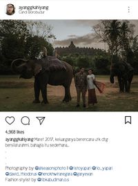 Kahiyang Pamer Foto Prewedding, Pose Bareng Gajah di Borobudur