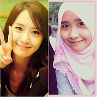Cewek berhijab asal Malaysia bernama Rabiatul Afifah ini jadi viral setelah banyak orang menyadari bahwa dia mirip dengan Yoona SNSD. Foto: ist.