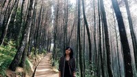 Gregoria juga pernah wisata ke Bukit Moko di Jawa Barat. Spot berfoto di antara pepohonan ini memang instagramable (greegoriaa/Instagram)