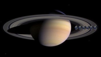 Ukuran enam bumi dibandingkan planet Saturnus. Foto: istimewa