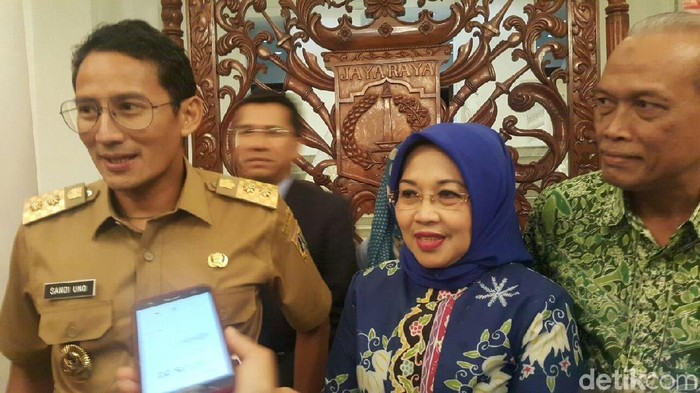 Sylviana Murni ke Balai Kota menemui Wakil Gubernur DKI Jakarta Sandiaga Uno.