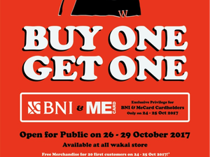 Dapatkan Promo Buy One Get One All Items di Seluruh Outlet WAKAI