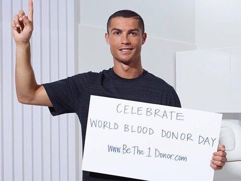 Cristiano Ronaldo saat Hari Donor Darah Sedunia