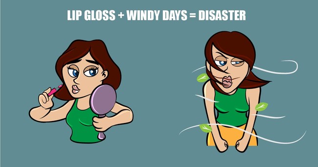 Lipgloss menjadi andalan wanita saat ingin tampil natural. Namun memakai lipgloss juga bisa menjadi malapetaka ketika produk yang dipakai terlalu lengket. Segala sesuatu yang berterbangan bisa tiba-tiba menempel di bibir. Ups! Foto: Dok. Shareably