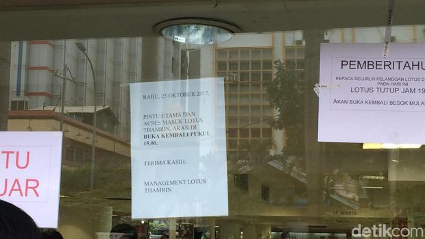 Lotus Thamrin tutup sementara hingga pukul 15.00
