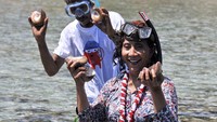 Susi dan masyarakat panen kerang lola di Pulau Hatta. Pool/Lilly Aprilya Pregiwati/KKP.