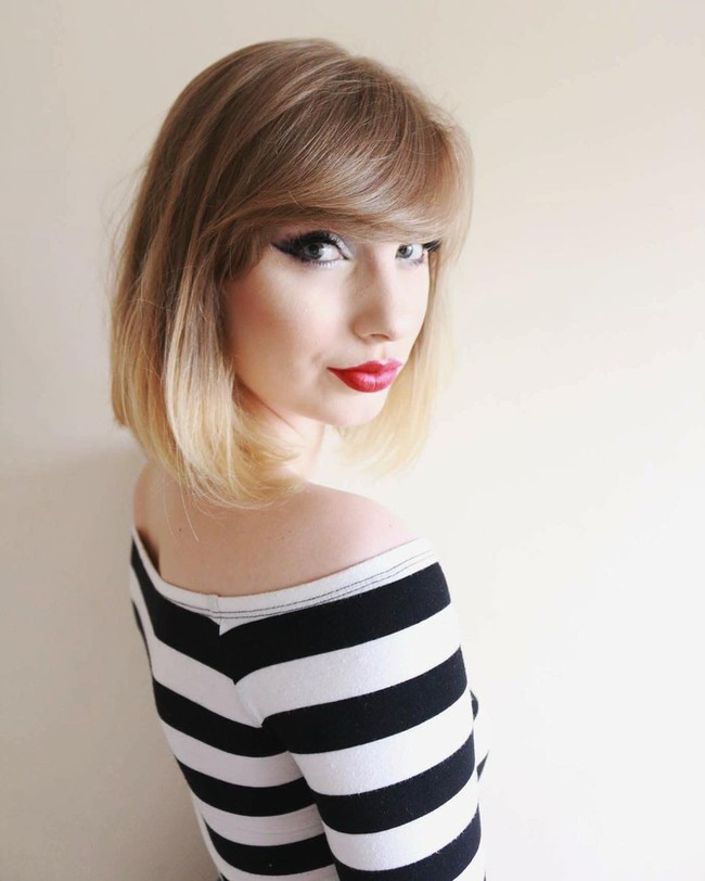 Jika bertemu dengan wanita ini di jalan, pasti kamu akan histeris dan mengira dia adalah Taylor Swift. Tapi dia hanyalah wanita biasa yang tidak punya hubungan darah dengan Taylor Swift. Hanya wajahnya saja yang sama.  Foto: dok. Instagram (Laurah)