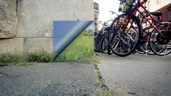 Tembok yang semarak dengan lukisan rumput 3 dimensi. Foto: Imgur