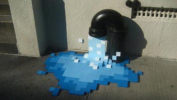 Karya seni lucu memanfaatkan keran yang seolah mengeluarkan air. Foto: Imgur