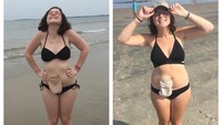 Banyak dari mereka bahkan tak lagi malu memamerkan sebagian besar tubuh mereka dalam bikini, yang memperlihatkan perut mereka. Foto: Instagram @sarahlemansky