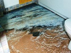 Lukisan 3D yang Bikin Betah di Kamar Mandi