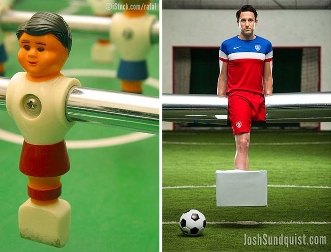Saat Halloween 2014, Josh Sundquist berubah wujud menjadi alat permainan foosball atau table football. Foto: Dok. Josh Squndquist