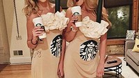 Rumbai dibagian dada bisa dijadikan sebagai whipped cream dari kafe yang terkenal kopinya itu. Tambahkan juga ilustrasi sedotan dan sablon dari logo Starbucks ya. Foto: Istimewa
