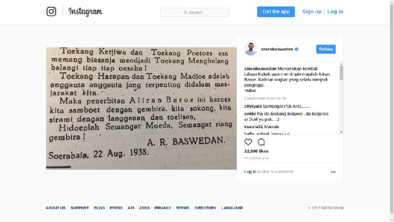 Unggah Tulisan AR Baswedan, Anies: Selalu Jadi Pengingat