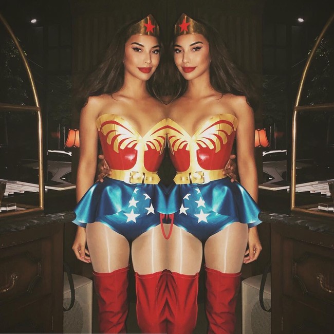 Manohara menjelma menjadi si seksi Wonder Woman untuk pesta Halloween tahun ini. Foto: Dok. Instagram