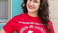 Kostum simple lainnya! Dengan mengenakan T-shirt berwarna merah dan menambahkan topi berwarna hijau dengan bentuk bulat dan kerucut diatasnya. Mirip dengan saus Sriracha. Foto: Istimewa