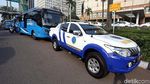 Foto Uji Coba TransJ Premium Bogor-Jakarta Dikawal Patwal BPTJ