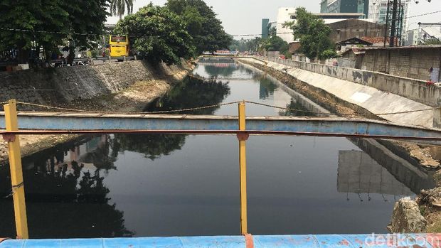 Dinas Lingkungan DKI Cek Kali Grogol yang Bersih Tapi Berwarna Hitam
