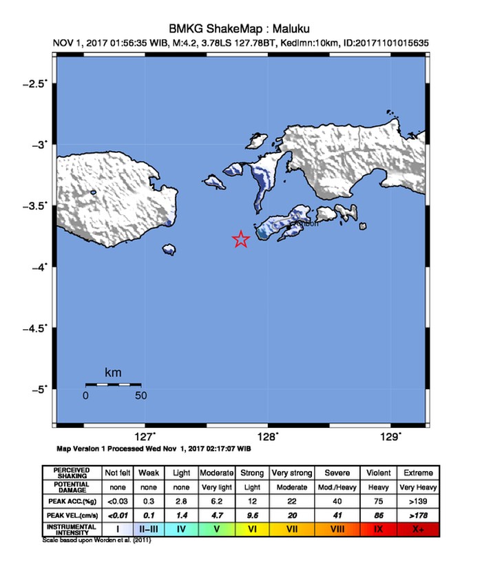 Dini Hari, Ambon Diguncang Gempa 4,2 SR