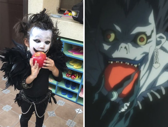 Di tahun ini, Momo kembali tampil total untuk Halloween. Dia menjadi Ryuk, malaikat pencabut nyawa dari serial anime Death Note. Foto: Dok. Facebook