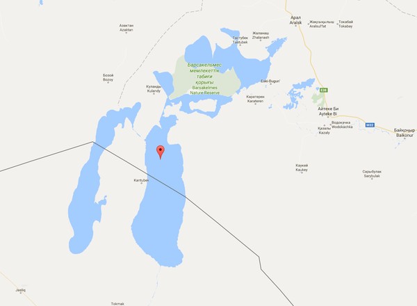 Vozrozhdeniya adalah pulau yang terletak di tengah Laut Aral. (Google Maps)