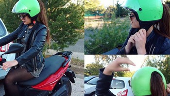 Helm yang cocok buat wanita yang berambut panjang, ada lubang di bagian belakang helmnya. Foto: Brightside