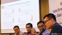 Host OpiniOn MetroTV Pangeran Siahaan (kanan) memberi paparan kritis terhadap temuan CSIS.