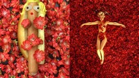 Pernah liat sosok wanita berbaring di atas bunga dalam poster film American Beauty? Nah ini versi hot dog-nya. Foto: Istimewa