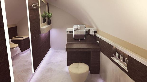 Penampakan kamar mandi dalam kabin suites Singapore Airlines