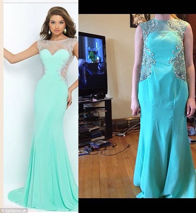 Korban online shop lainnya mengunggah foto ketika gaun yang dibeli jahitannya berantakan dan tak sesuai gambar.  Foto: Ist.