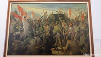 Ada lukisan karya Dullah berjudul Bung Karno di Tengah Perang Revolusi (1966). Foto: Tia Agnes/detikHOT