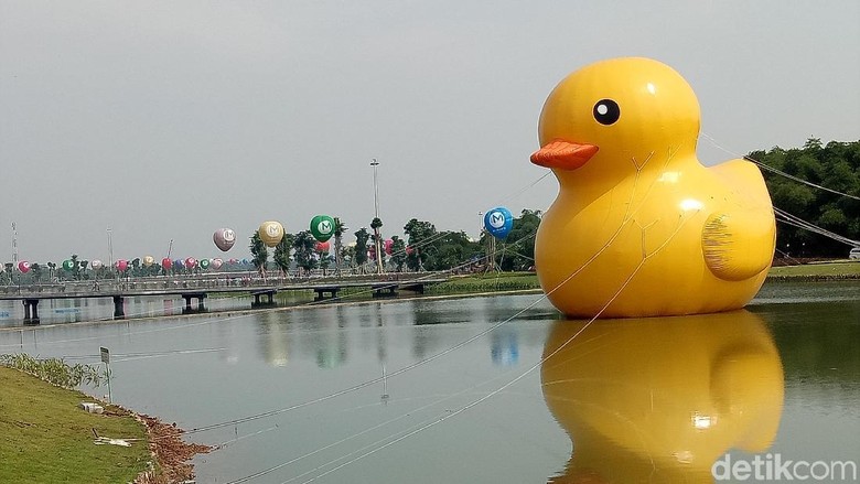  Bebek  Raksasa Tiba tiba Muncul di Danau Taman Kota Meikarta