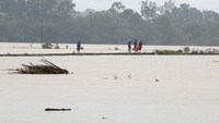 Ini adalah yang terburuk yang terjadi selama bertahun-tahun. Airnya naik sangat cepat, kata salah satu warga Nguyen Thi Thuan (64). (Foto: Dok. REUTERS/Kham)