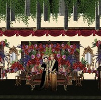Untuk memberi sentuhan berbeda, gebyok akan dihiasi beragam rangkaian bunga yang didominasi warna merah dan ungu. Foto: Dok. Asmoro Decoration