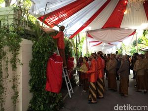 Foto: Momen Jokowi Pasang Bleketepe untuk Pernikahan Kahiyang