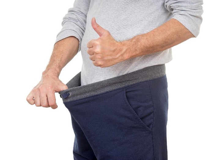 ilustrasi ereksi old man looking in his pants and showing thumbs up