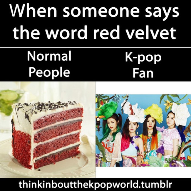 Orang normal tentu menganggap bahwa red velvet adalah salah satu jenis kue. Namun, bagi K-Popers, Red Velvet adalah grup musik wanita Korea yang dibentuk oleh SM Entertainment. Foto: Istimewa