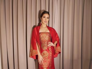 Merah Menyala Raisa di Resepsi Pernikahan Putri Jokowi