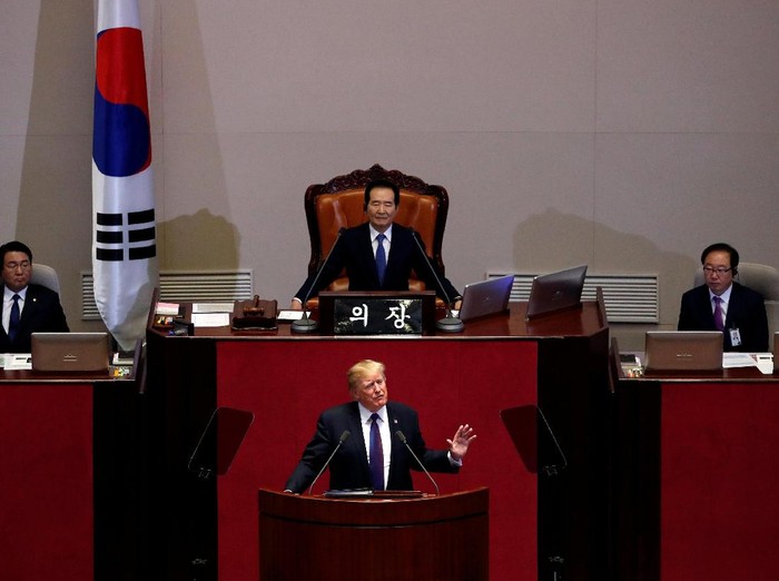 Trump Pidato Berapi-api di Korsel, Korut: Kami Tidak Peduli