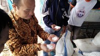 Asisten Deputi Sumber Daya Mineral Energi dan Non Konvesional Amalyos Chan membandingkan kualitas kristam garam di Pulau Tana Keke, Kabupaten Takalar. Nilai jual garam di Takalar Rp 100 ribu perkarung.